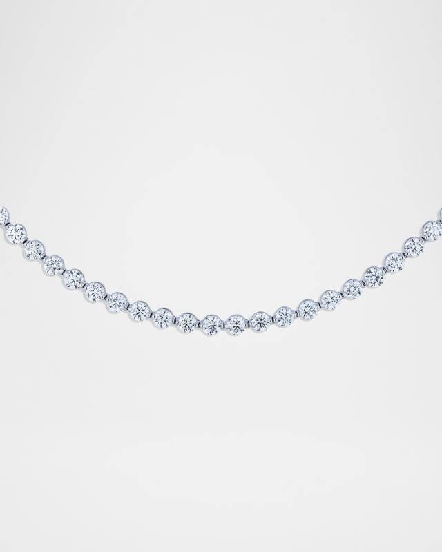 18K White Gold Single-Prong Diamond Tennis Necklace, 17"L, 21.12tcw